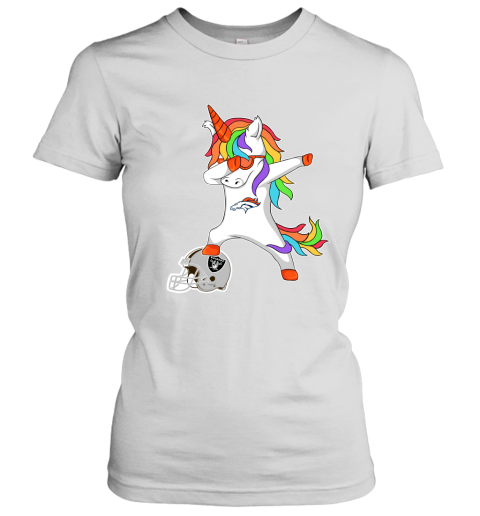 Football Dabbing Unicorn Steps On Helmet Denver Broncos Women's T-Shirt