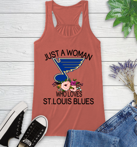 NHL Just A Woman Who Loves St.Louis Blues Hockey Sports Racerback Tank 2