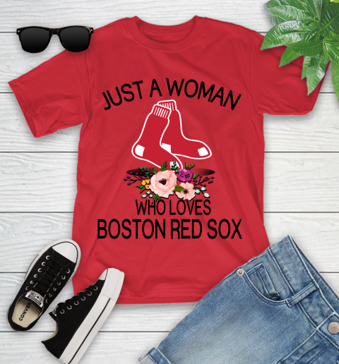 MLB Just A Woman Who Loves Boston Red Sox Baseball Sports Youth T-Shirt 8