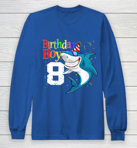 Kids 8th Birthday Boy Shark Shirts 8 Jaw Some Four Tees Boys 8 Years Old Long Sleeve T-Shirt 6