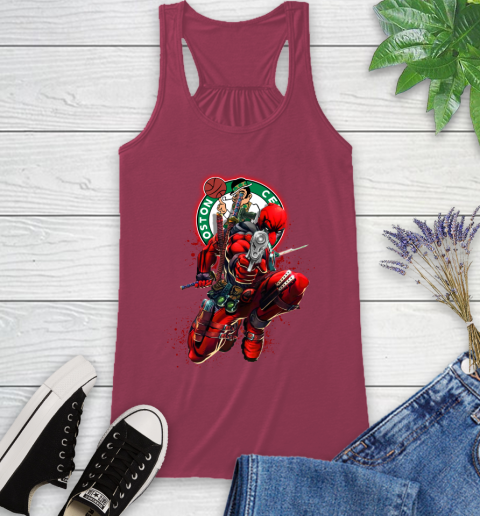 NBA Deadpool Marvel Comics Sports Basketball Boston Celtics Racerback Tank 8