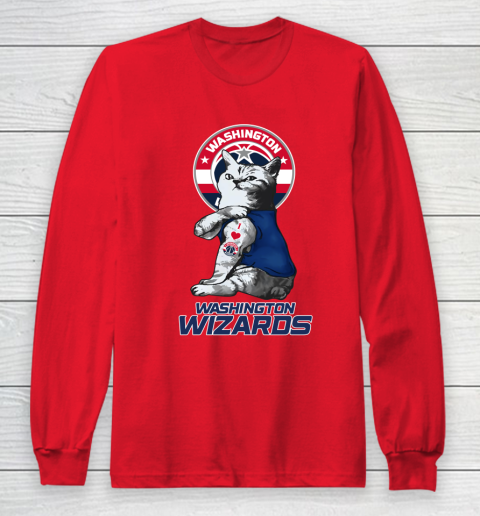 NBA Basketball My Cat Loves Washington Wizards Long Sleeve T-Shirt - Image 8