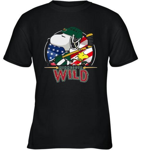 Minnesota Wild Ice Hockey Snoopy And Woodstock NHL Youth T-Shirt