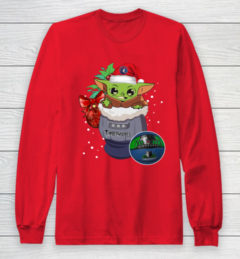 Minnesota Timberwolves Christmas Baby Yoda Star Wars Funny Happy NBA Long Sleeve T-Shirt 10