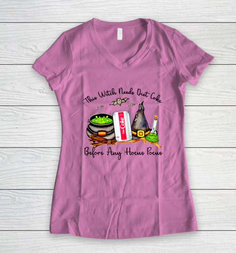 Hocus Pocus Halloween  This Witch Need Diet Coke Women's V-Neck T-Shirt 8