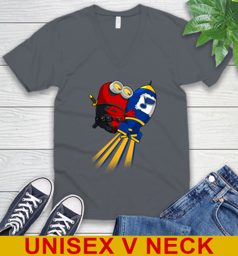 NHL Hockey St.Louis Blues Deadpool Minion Marvel Shirt V-Neck T-Shirt 4