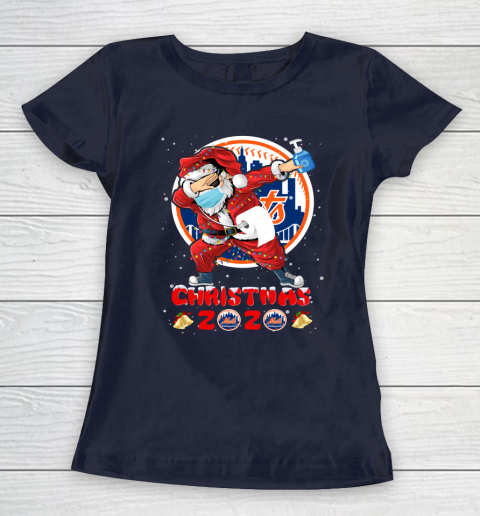 New York Mets Funny Santa Claus Dabbing Christmas 2020 MLB Women's T-Shirt 2