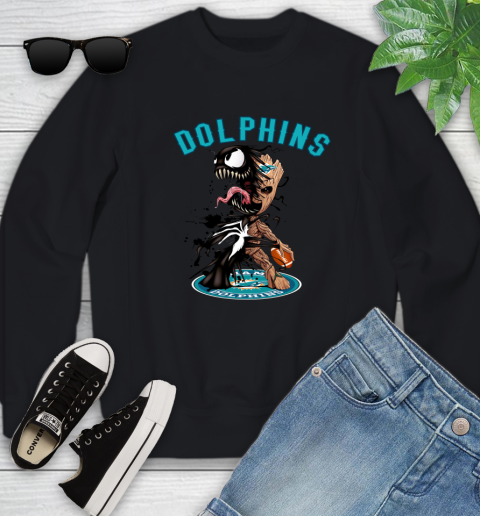 NFL Miami Dolphins Football Venom Groot Guardians Of The Galaxy Youth Sweatshirt 2