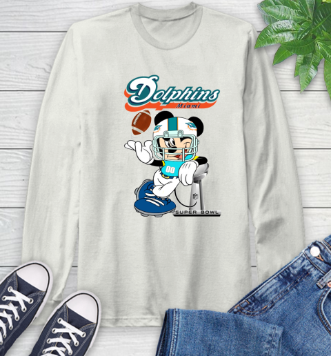 NFL Miami Dolphins Mickey Mouse Disney Super Bowl Football T Shirt Long Sleeve T-Shirt 12