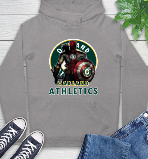 MLB Captain America Thor Spider Man Hawkeye Avengers Endgame Baseball Oakland Athletics Hoodie 6