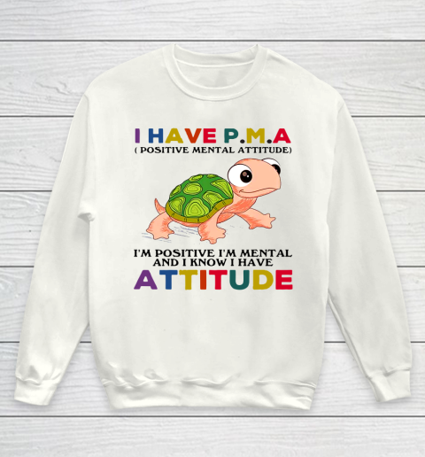 Turtle i have pma positive mental attitude im positive im mentally and i know i have attitude Youth Sweatshirt