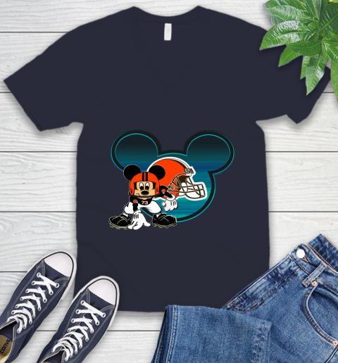 NFL Cleveland Browns Mickey Mouse Disney Football T Shirt V-Neck T-Shirt 3
