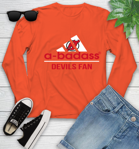 NHL A Badass New Jersey Devils Fan Adidas Hockey Sports Youth Long Sleeve 3