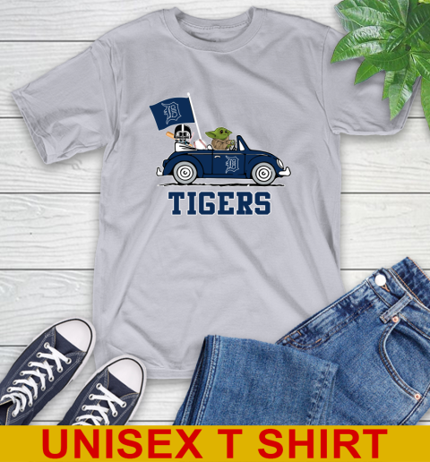 MLB Baseball Detroit Tigers Darth Vader Baby Yoda Driving Star Wars Shirt T-Shirt 6