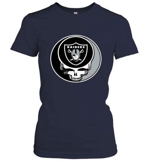 NFL Oakland Raiders Grateful Dead Rock Band Football Sports LnRwOrPqvGE ladies t shirt 20 95 151514 front navy