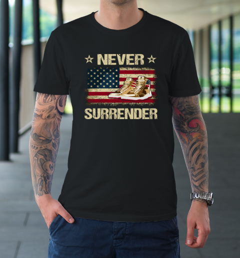 Never Surrender Gold Sneakers Pro Trump 2024 T-Shirt