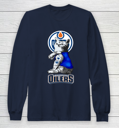 NHL My Cat Loves Edmonton Oilers Hockey Long Sleeve T-Shirt 2