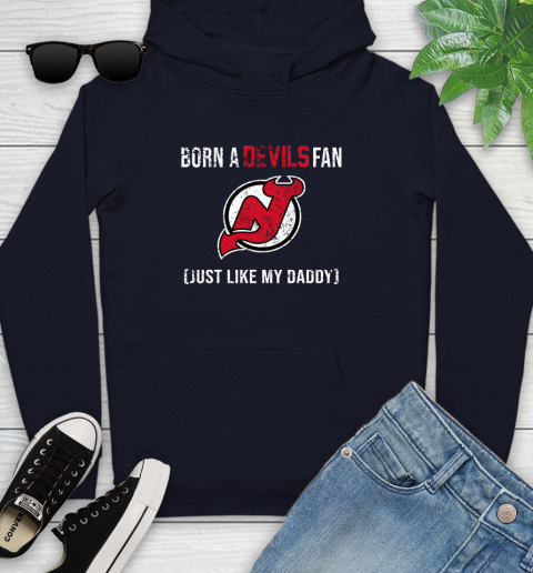 NHL New Jersey Devils Hockey Loyal Fan Just Like My Daddy Shirt Youth Hoodie - Image 4