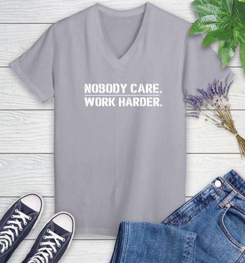 Lamar Jackson Nobody Cares Work Harder Women's V-Neck T-Shirt 4