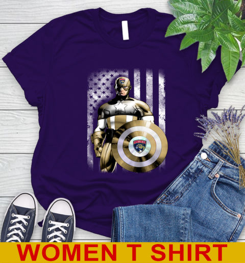 Florida Panthers NHL Hockey Captain America Marvel Avengers American Flag Shirt Women's T-Shirt 4