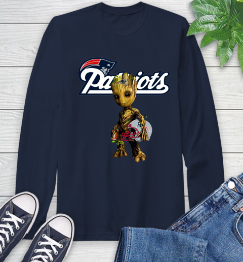 New England Patriots NFL Football Groot Marvel Guardians Of The Galaxy Long Sleeve T-Shirt 4
