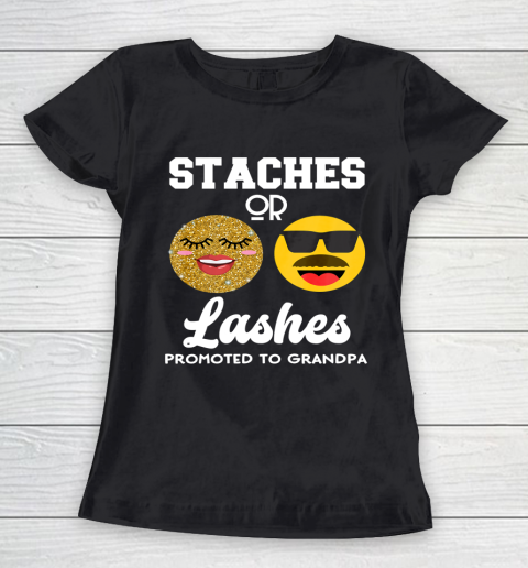 Promoted to Grandpa Lashes or Staches Gender Reveal Party Women's T-Shirt