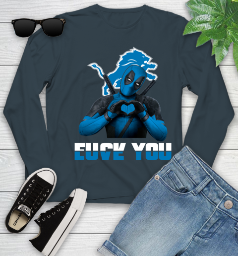 NHL Detroit Lions Deadpool Love You Fuck You Football Sports Youth Long Sleeve 9