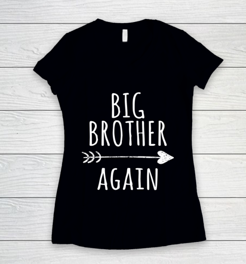 Big Brother Again for Boys with Arrow and Heart Women's V-Neck T-Shirt