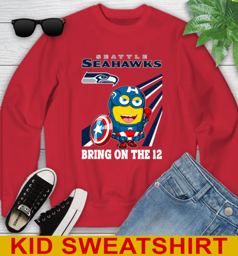 NFL Football Seattle Seahawks Captain America Marvel Avengers Minion Shirt Youth Sweatshirt 7