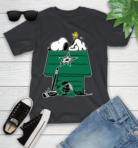 Dallas Stars NHL Hockey Snoopy Woodstock The Peanuts Movie Youth T-Shirt 2