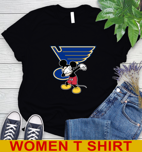 St.Louis Blues NHL Hockey Dabbing Mickey Disney Sports Women's T-Shirt 2