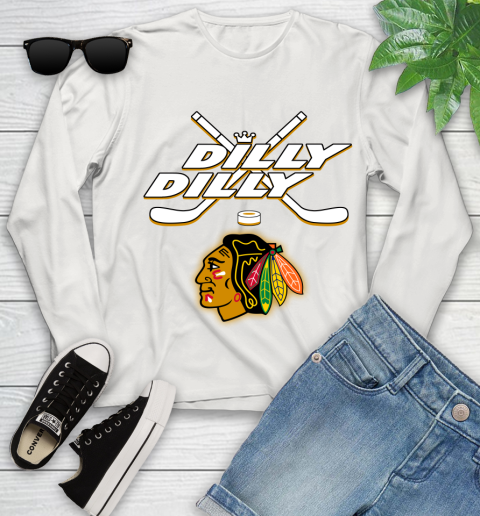 NHL Chicago Blackhawks Dilly Dilly Hockey Sports Youth Long Sleeve 12