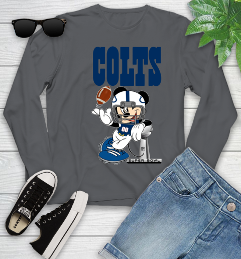 NFL Indianapolis Colts Mickey Mouse Disney Super Bowl Football T Shirt Youth Long Sleeve 8