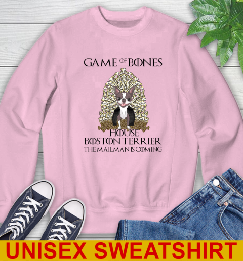 Game of bones house boston terrier dog the mailman is coming tshirt 33