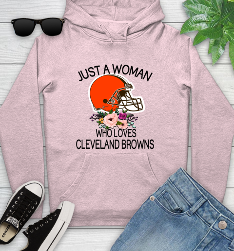 NFL Just A Woman Who Loves Cleveland Browns Football Sports Youth Hoodie 6