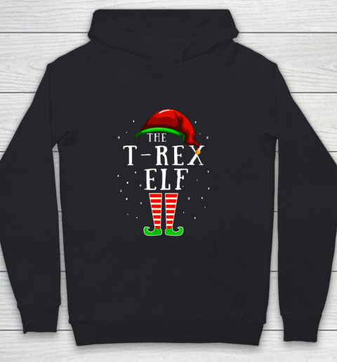 T Rex Elf Matching Family Group Christmas Party Pajama Youth Hoodie