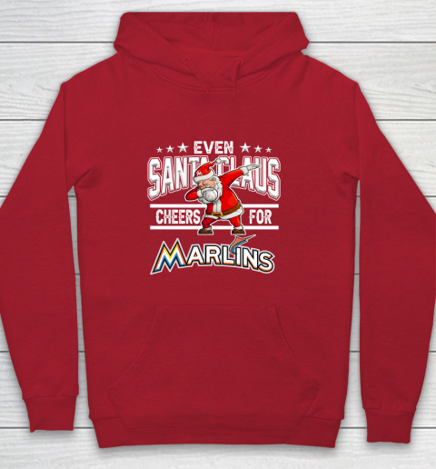 Miami Marlins Even Santa Claus Cheers For Christmas MLB Youth Hoodie 7