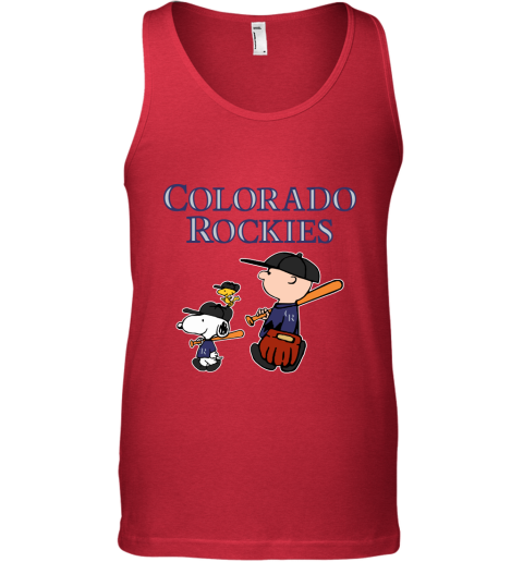 Colorado Rockies Let's Play Baseball Together Snoopy MLB Tank Top