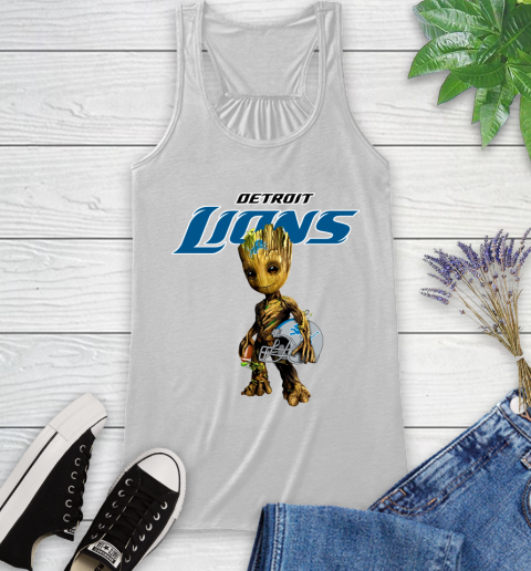 Detroit Lions NFL Football Groot Marvel Guardians Of The Galaxy Racerback Tank