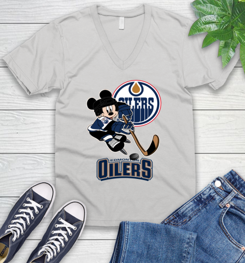 NHL Edmonton Oilers Mickey Mouse Disney Hockey T Shirt V-Neck T-Shirt