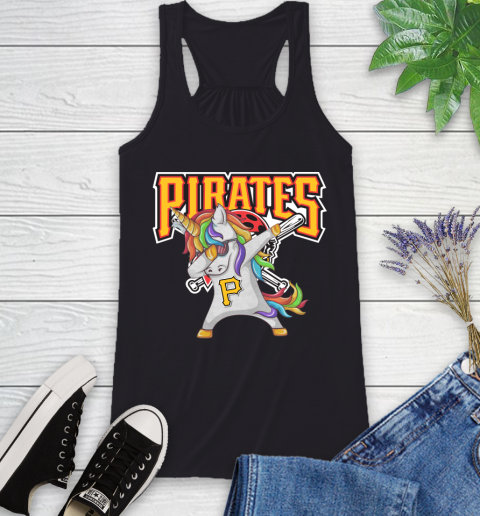 Pittsburgh Pirates MLB Baseball Funny Unicorn Dabbing Sports Racerback Tank 2