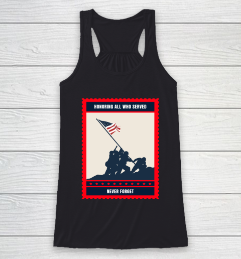 Independence Day 4th Of July HONORING ALL WHO SERVED MEMORIAL DAY  POSTAGE STAMP Racerback Tank