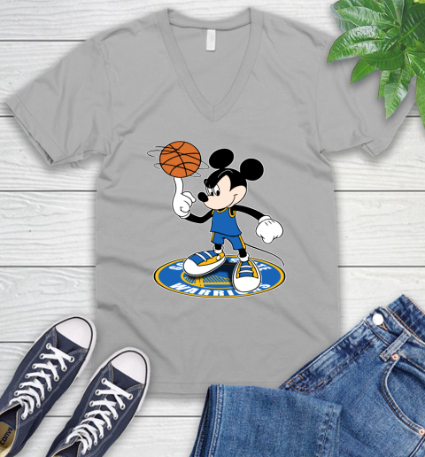 NBA Basketball Golden State Warriors Cheerful Mickey Disney Shirt V-Neck T-Shirt 4