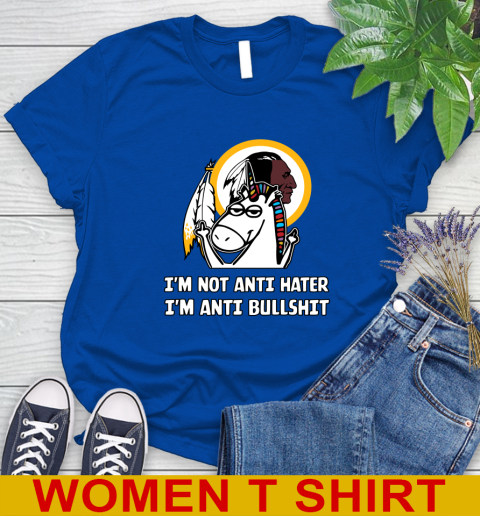 Washington Redskins NFL Football Unicorn I'm Not Anti Hater I'm Anti Bullshit Women's T-Shirt 9