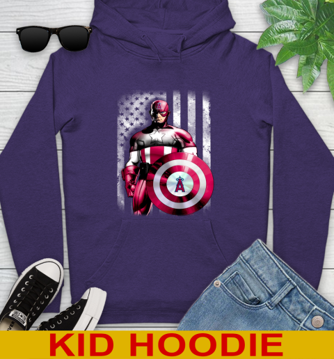 Los Angeles Angels MLB Baseball Captain America Marvel Avengers American Flag Shirt Youth Hoodie 5