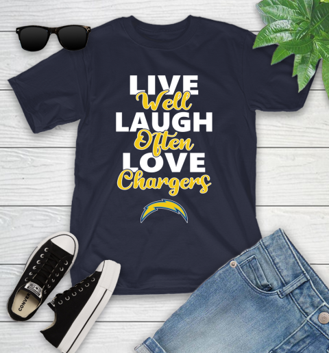 NFL Football Los Angeles Chargers Live Well Laugh Often Love Shirt Youth T-Shirt 2