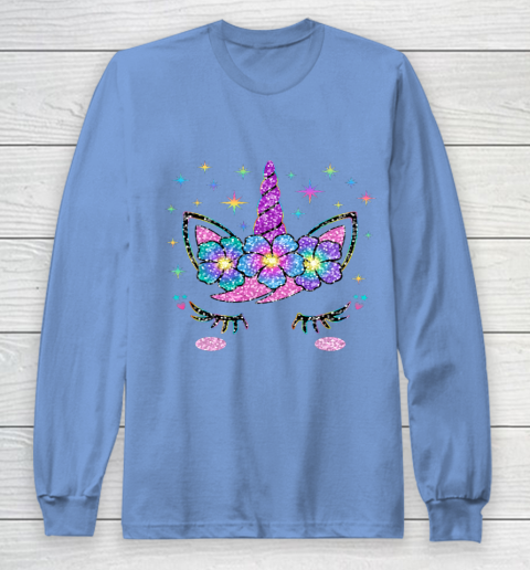Unicorn Costume Rainbow Face Girls Long Sleeve T-Shirt 8