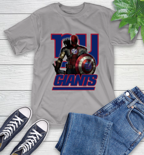 NFL Captain America Thor Spider Man Hawkeye Avengers Endgame Football New York Giants T-Shirt 6