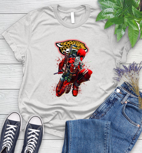 NFL Deadpool Marvel Comics Sports Football Jacksonville Jaguars Women's T-Shirt