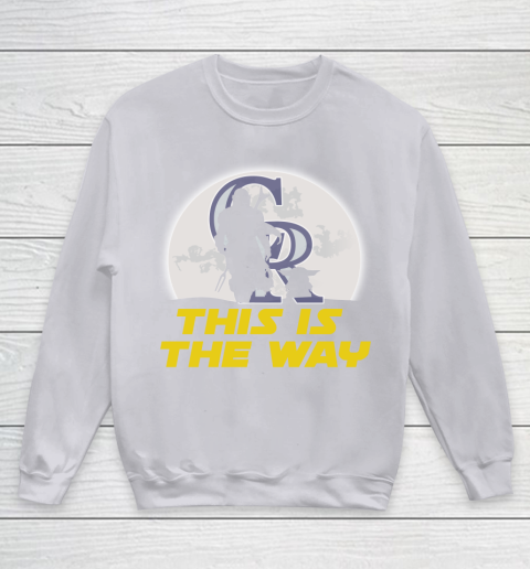 Colorado Rockies MLB Baseball Star Wars Yoda And Mandalorian This Is The Way Youth Sweatshirt 3